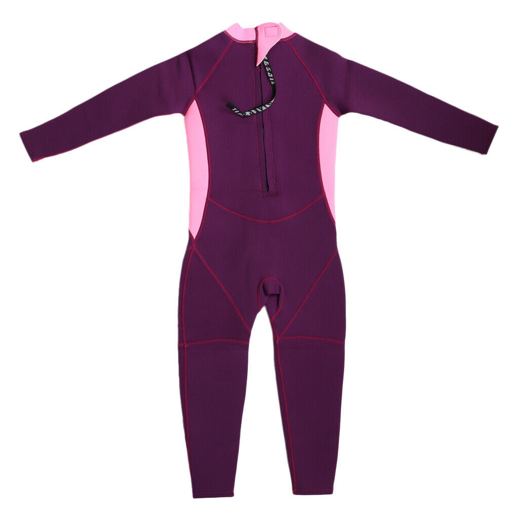 Neoprene Wetsuit Long Sleeve Full Body Swimsuit for Kids Black+ pink S