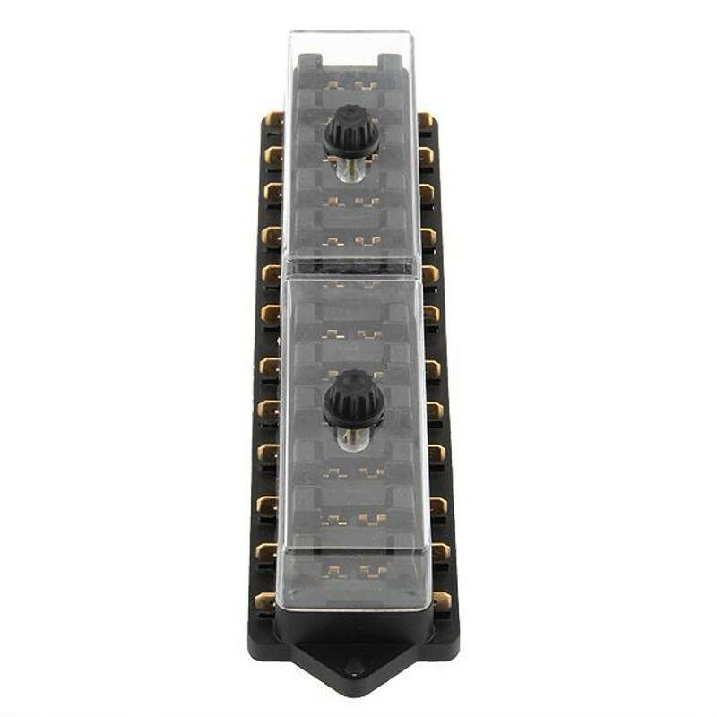 Universal Car Truck Van 12 Way Circuit 12V Standard Blade Block Fuse Box Holder