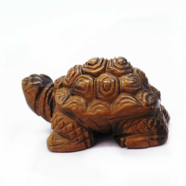 48x32x26mm Natural Tiger Eye Gem Carved Sea Turtle Decoration Statue HH7937