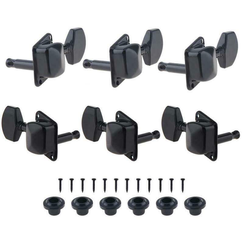 6pcs Black Guitar Tuning Pegs Aluminum Alloy Semi-closed Machine Heads Tuners