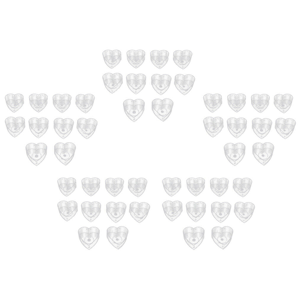 50pcs Clear Plastic Tealight Cups 40x12mm Love Heart DIY Candle Making Molds