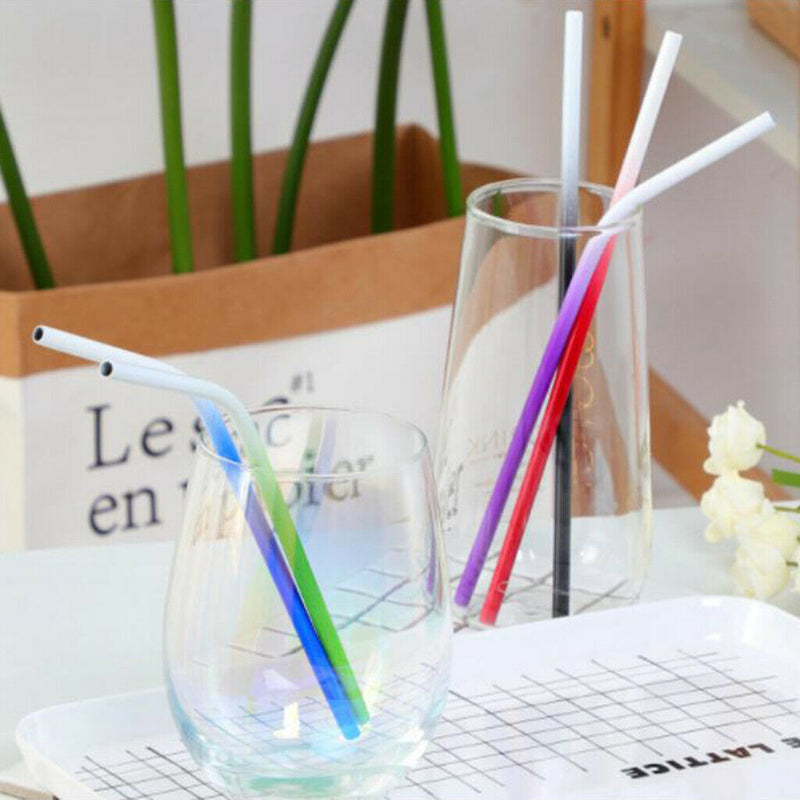 Drinking Metal Straws Gradient Color Sucker Outdoor Drinkware Picnic Dia.6mm