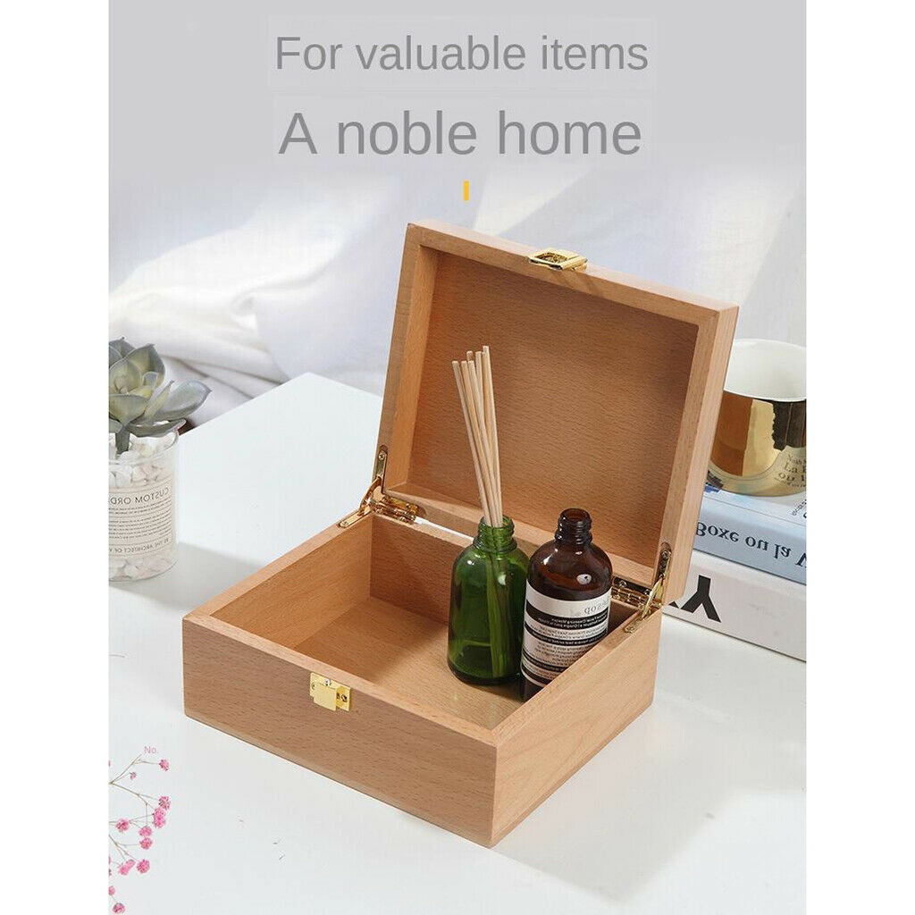 DIY Plain Unfinished Box Wooden Jewelry Box Storage Organzier Treasure Case Box