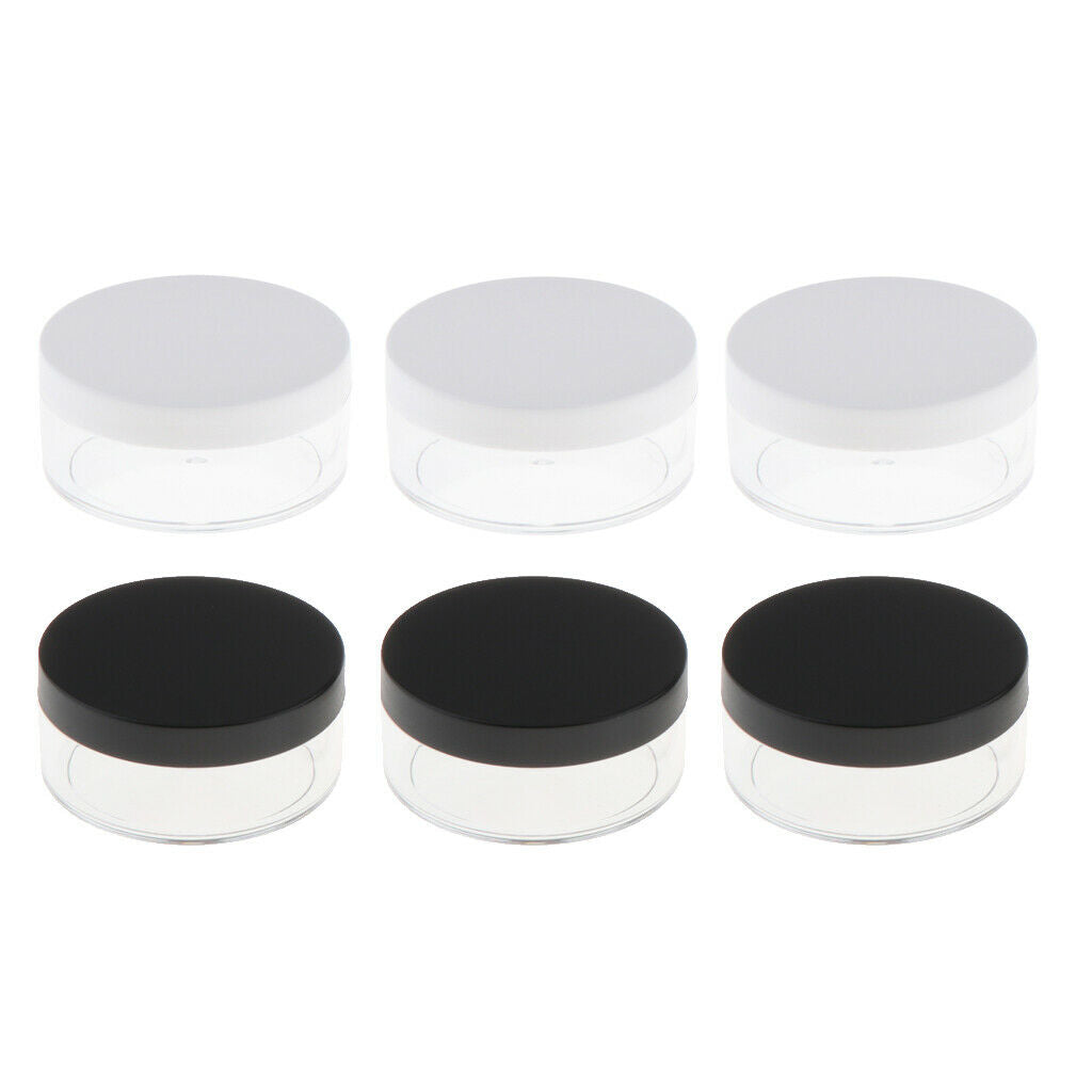 6pcs Clear Loose Powder Container Smoothing Powder Puff Case Makeup Jars