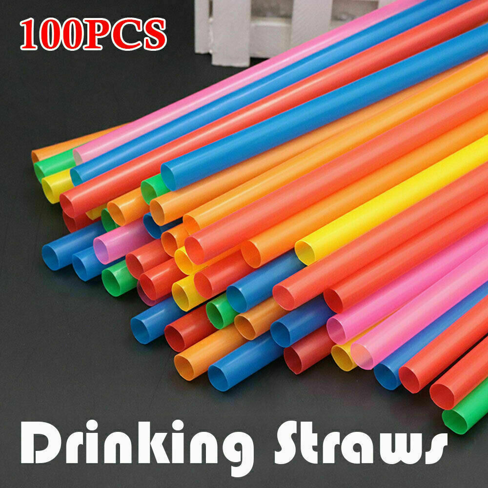 100 Jumbo Drinking Straws Wide Party Smoothies Bubble Tea Milkshake Straw