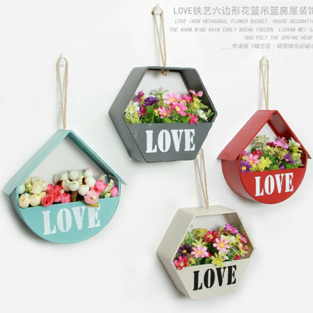 Wall Hanging Flower Basket Plant Pot Home Balcony Decor Red House
