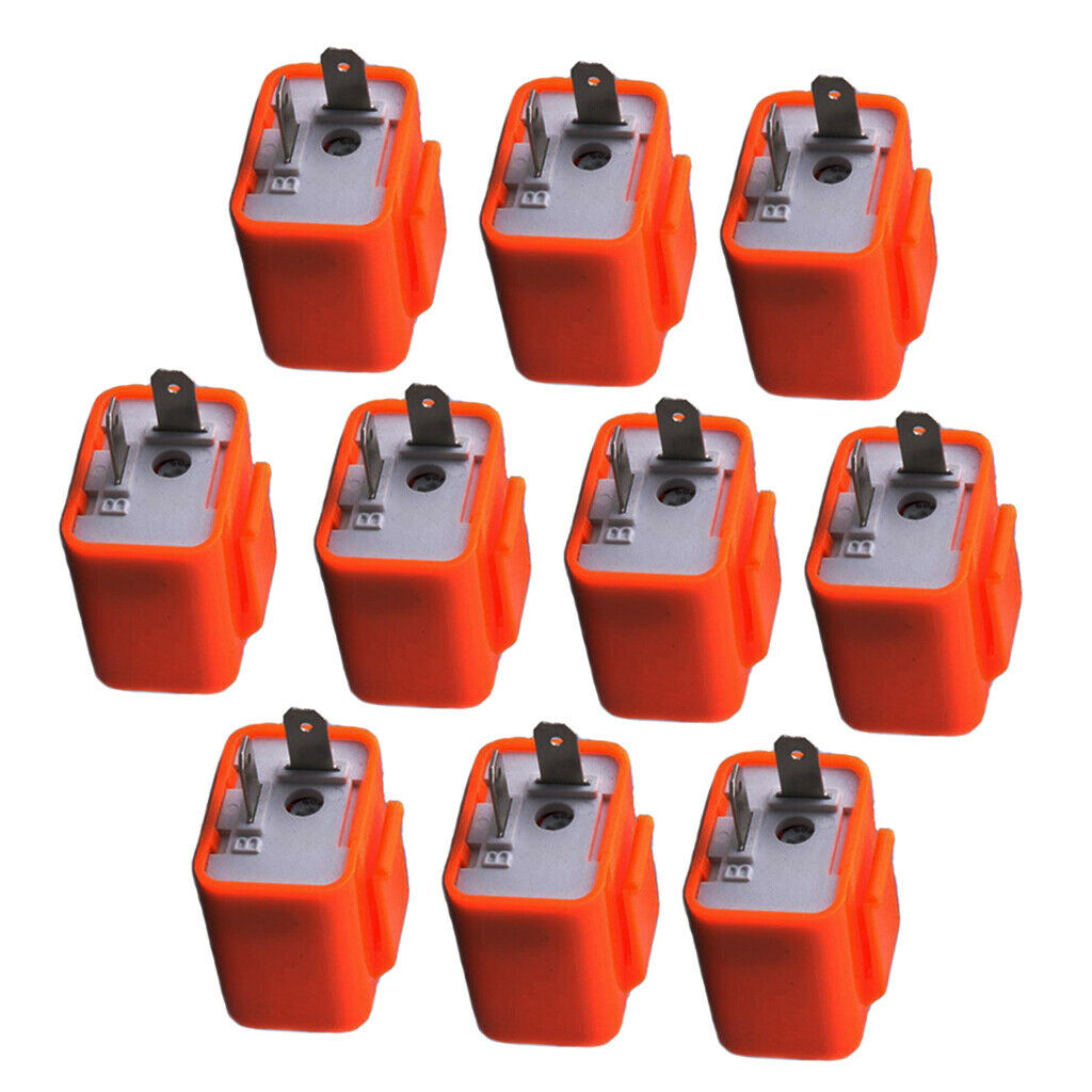 10Pieces 2Pin Adjustable LED Flasher Relay Motorcycle Universal Orange