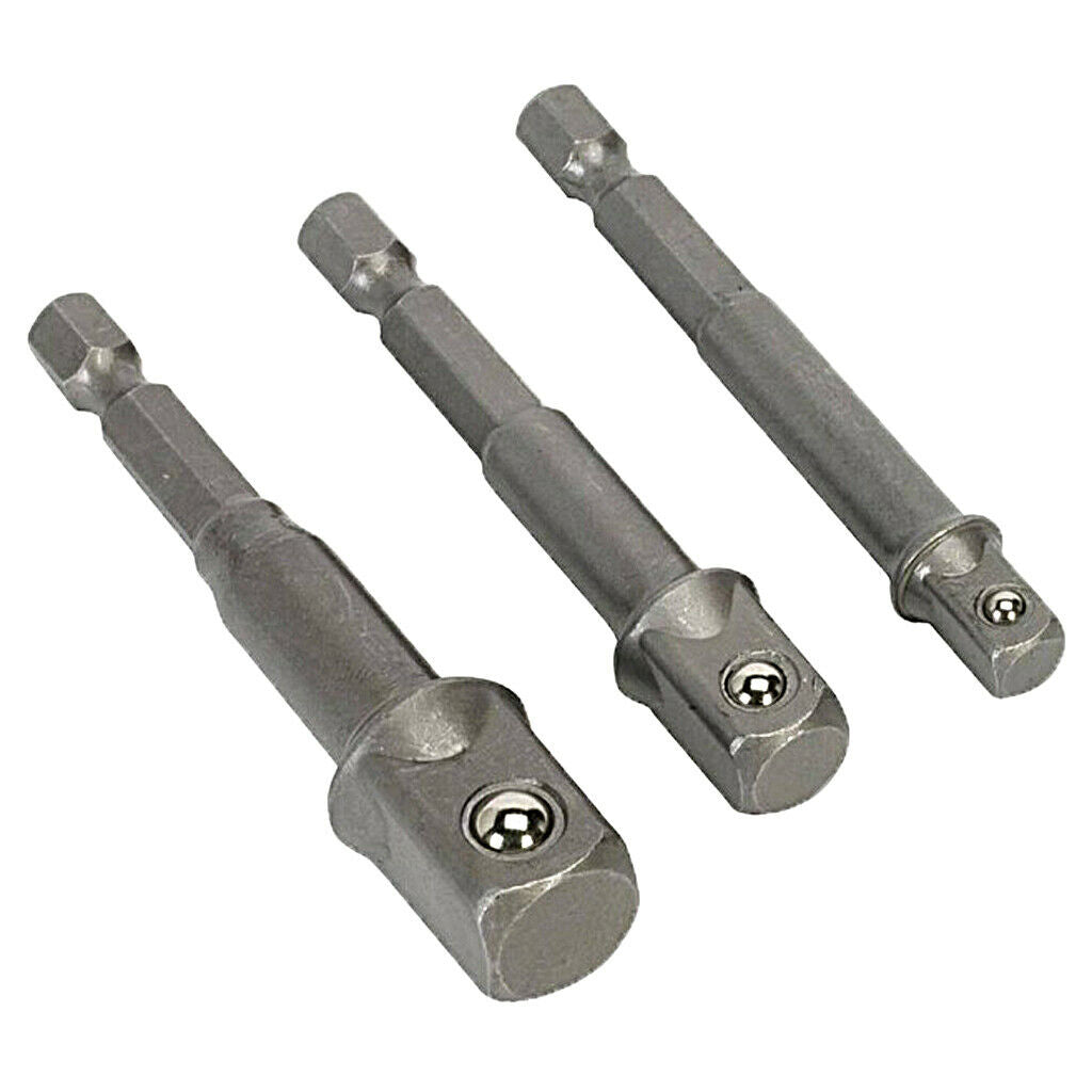 3 lot 1/2" 3/8" 1/4" Socket Bit Adapter Hex Bar Sleeve Conversion Rod Set
