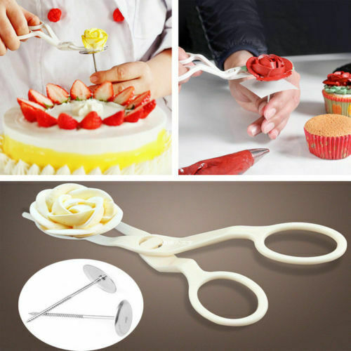 3x Piping Flower Scissors+Nail Icing Bake Cake Decor Cupcake Pastry Tools Kit