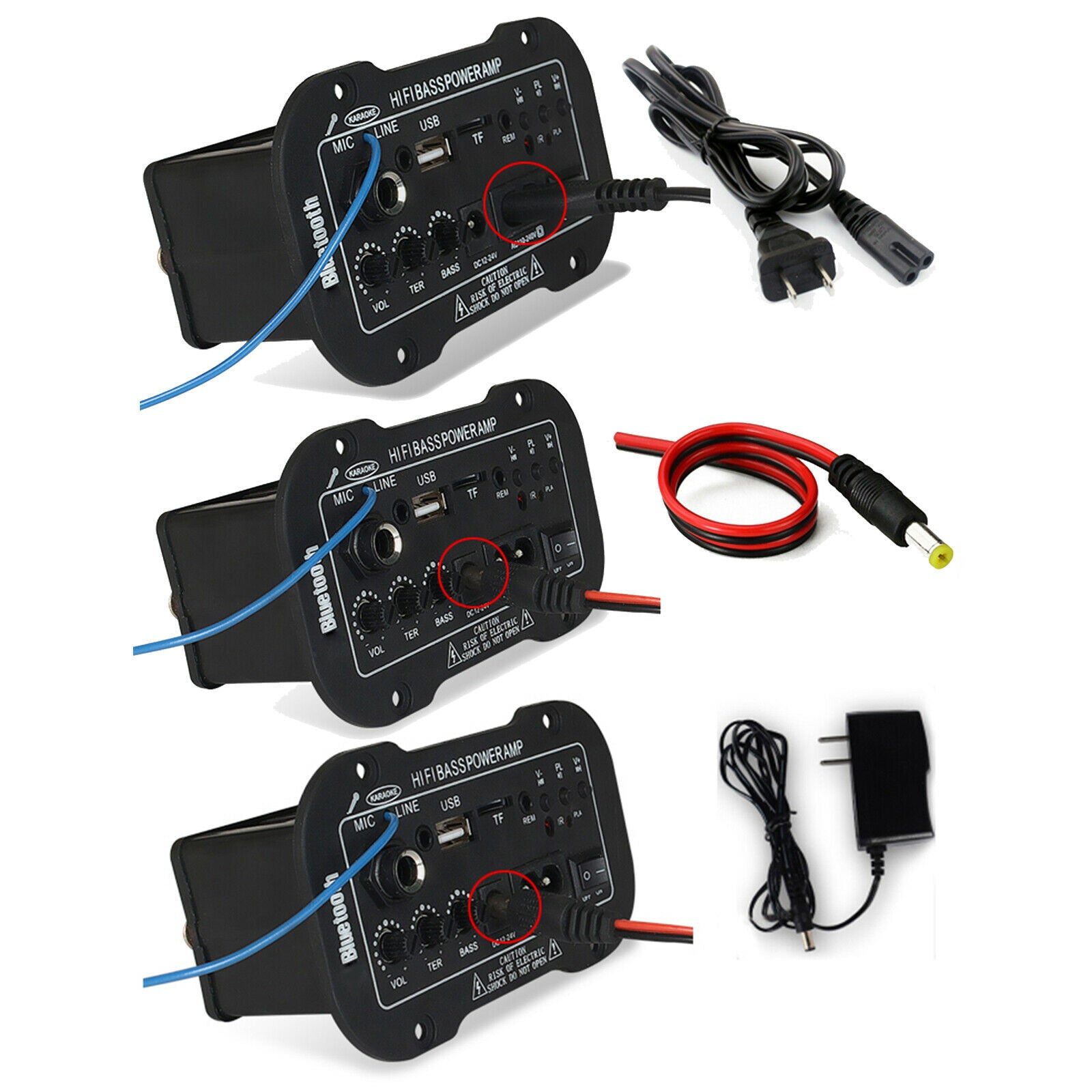 220V Bluetooth Hi-Fi Bass Power Amplifier AMP Radio Audio TF/USB Player DIY