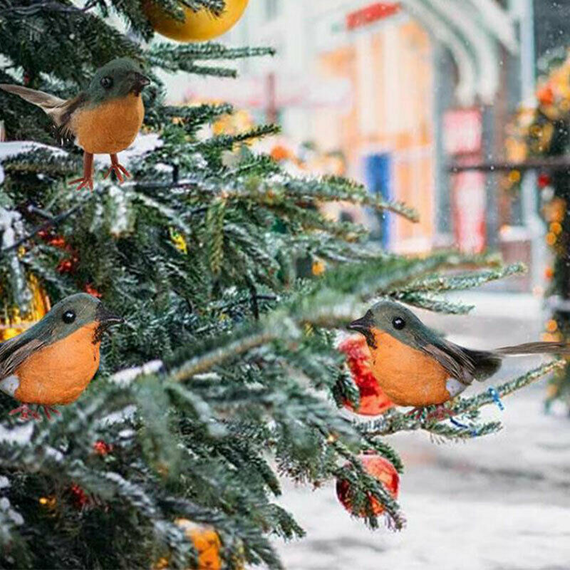 1Pcs Robin Bird Christmas Mini Artificial Bird Christmas Tree Decoratio.l8