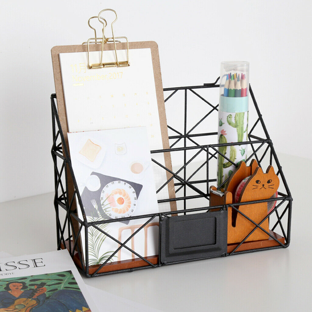 Desktop Storage Shelves Racks Wall Hanging Book Magazine Holder Double