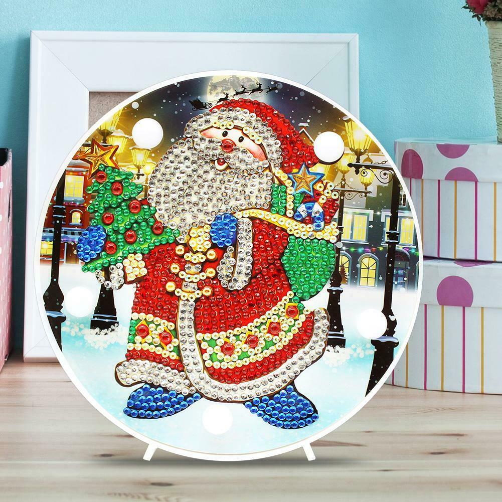DIY LED Special Shaped Diamond Painting Santa Claus Needlework Home Lamp @