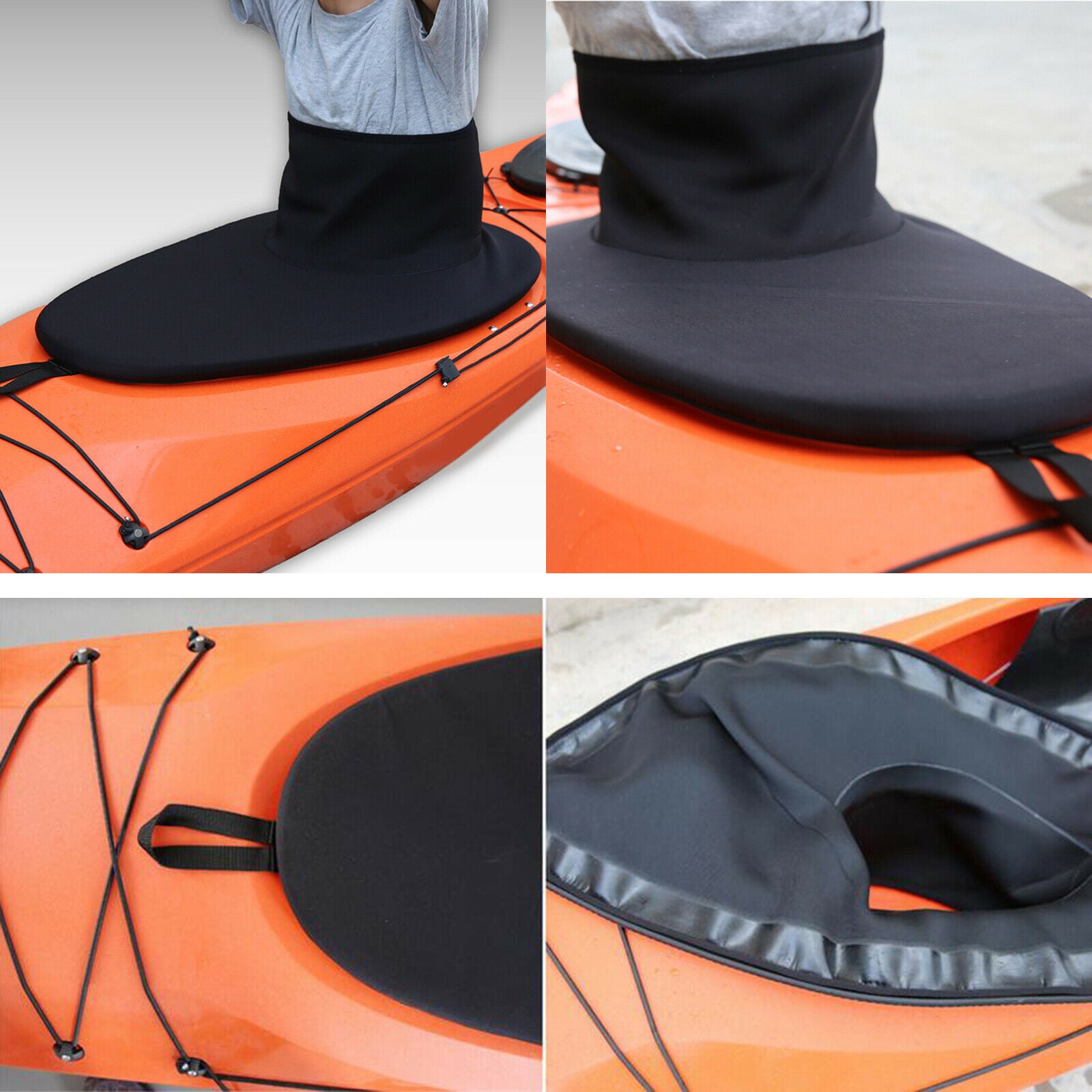 Universal Kayak Spray Skirt Hatch Cover Kayaking Canoeing Equipment Black