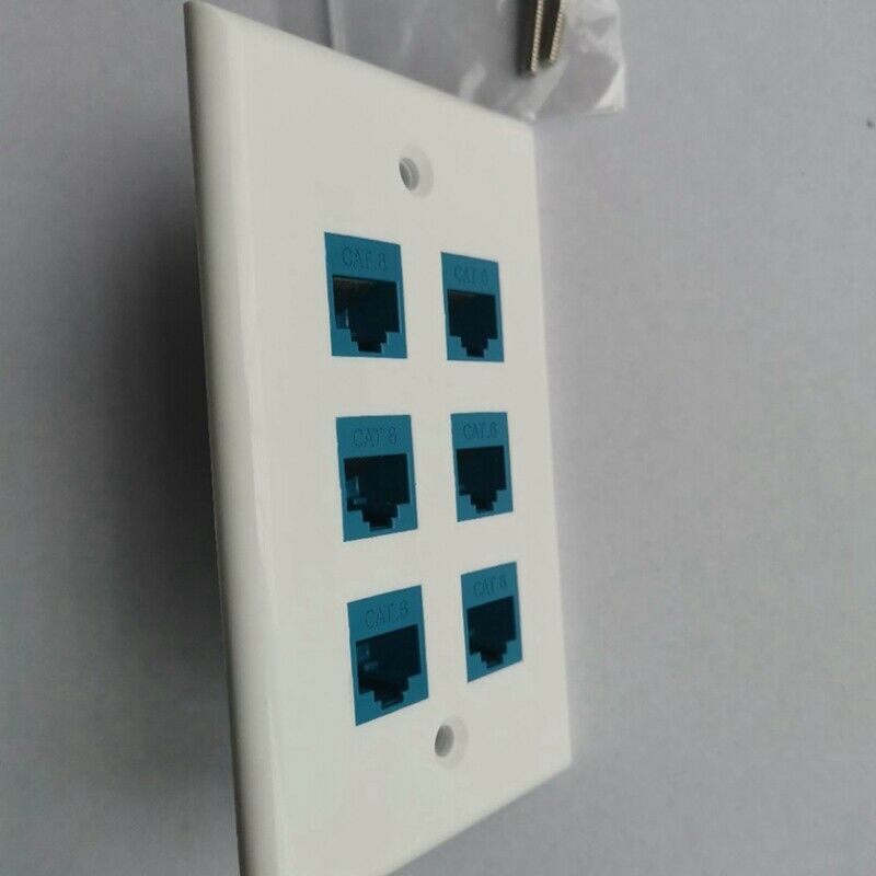 Cat 6 Ethernet Wall Plate 6 Port,Ethernet Wall Plate Female-Female Removable CD7
