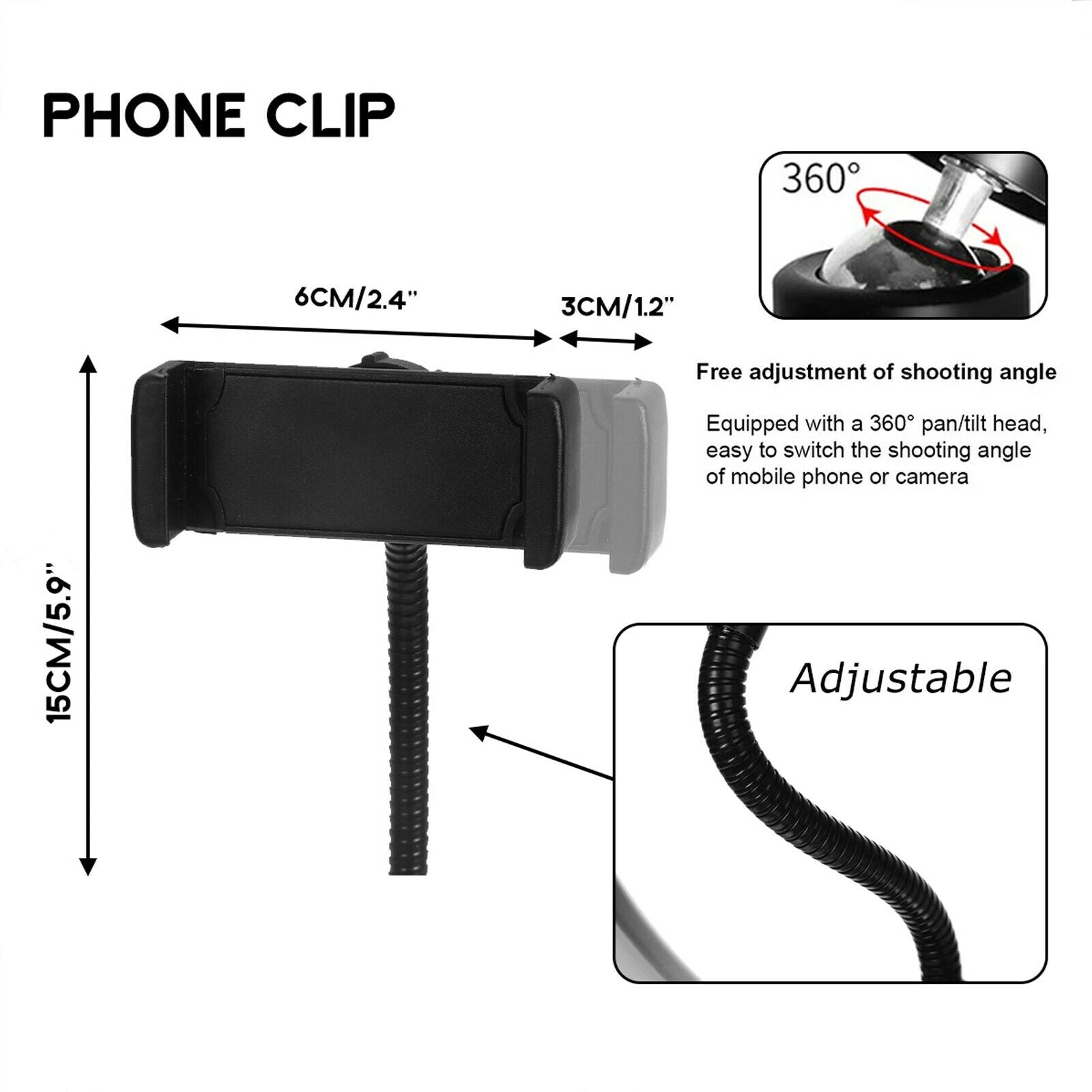 10'' USB Portable Dimmable Makeup Live Selfie Phone Holder LED Ring Light Lamp