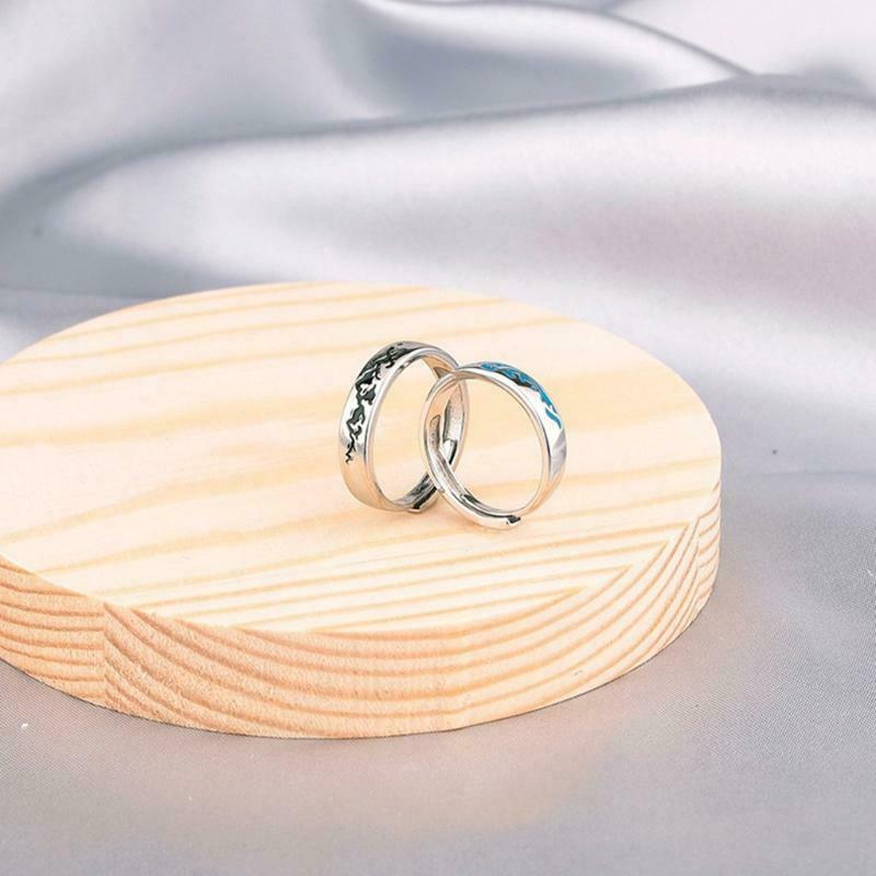 Matching Rings Mountain Sea Promise Band Rings Open Ring Adjustable Lovers Ring