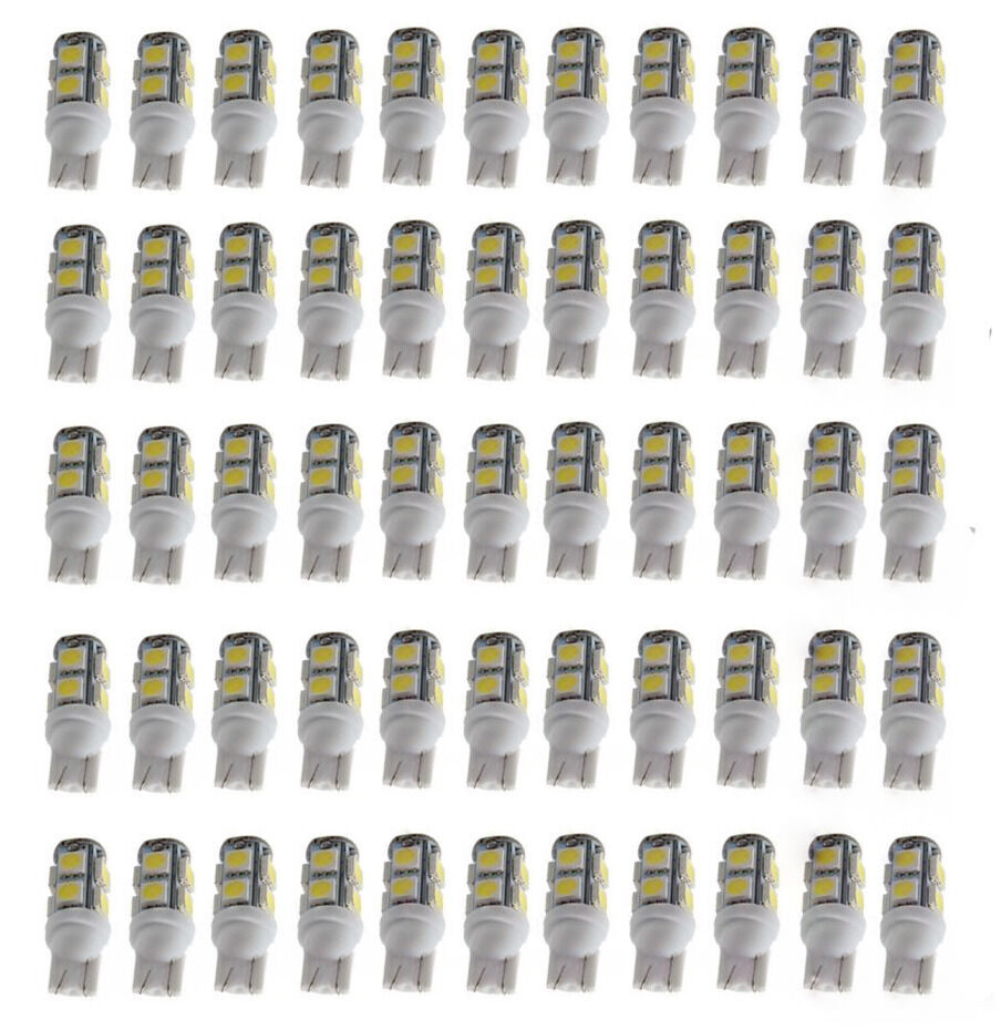 5PCS White T10 Wedge 9 SMD 5050 Car LED Light bulbs W5W 2825 158 192 168 194