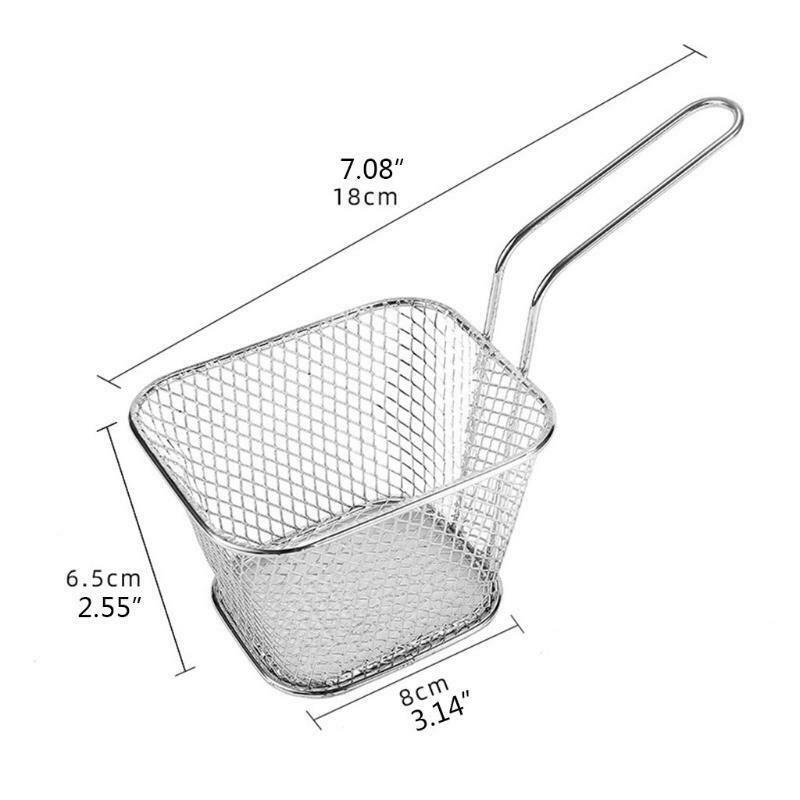 Professional Rectangular Stainless Steel French Fries Basket Small Individual