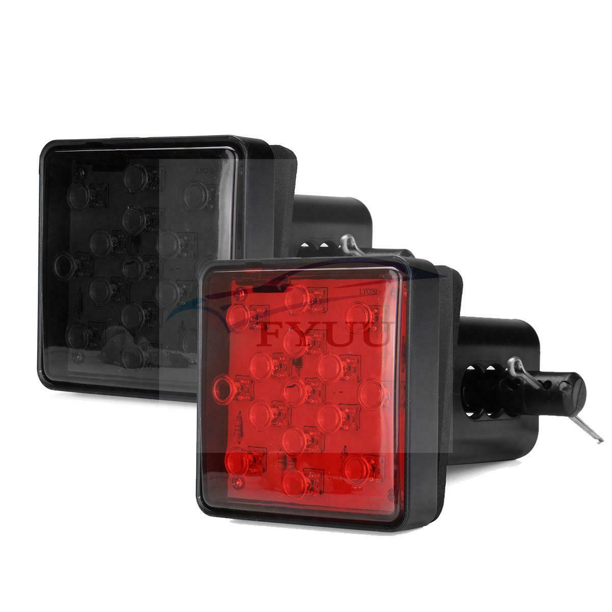 1x 2" 15LED Trailer Truck Towing Receiver Cover Turn Brake Light W Pin Red Hitch