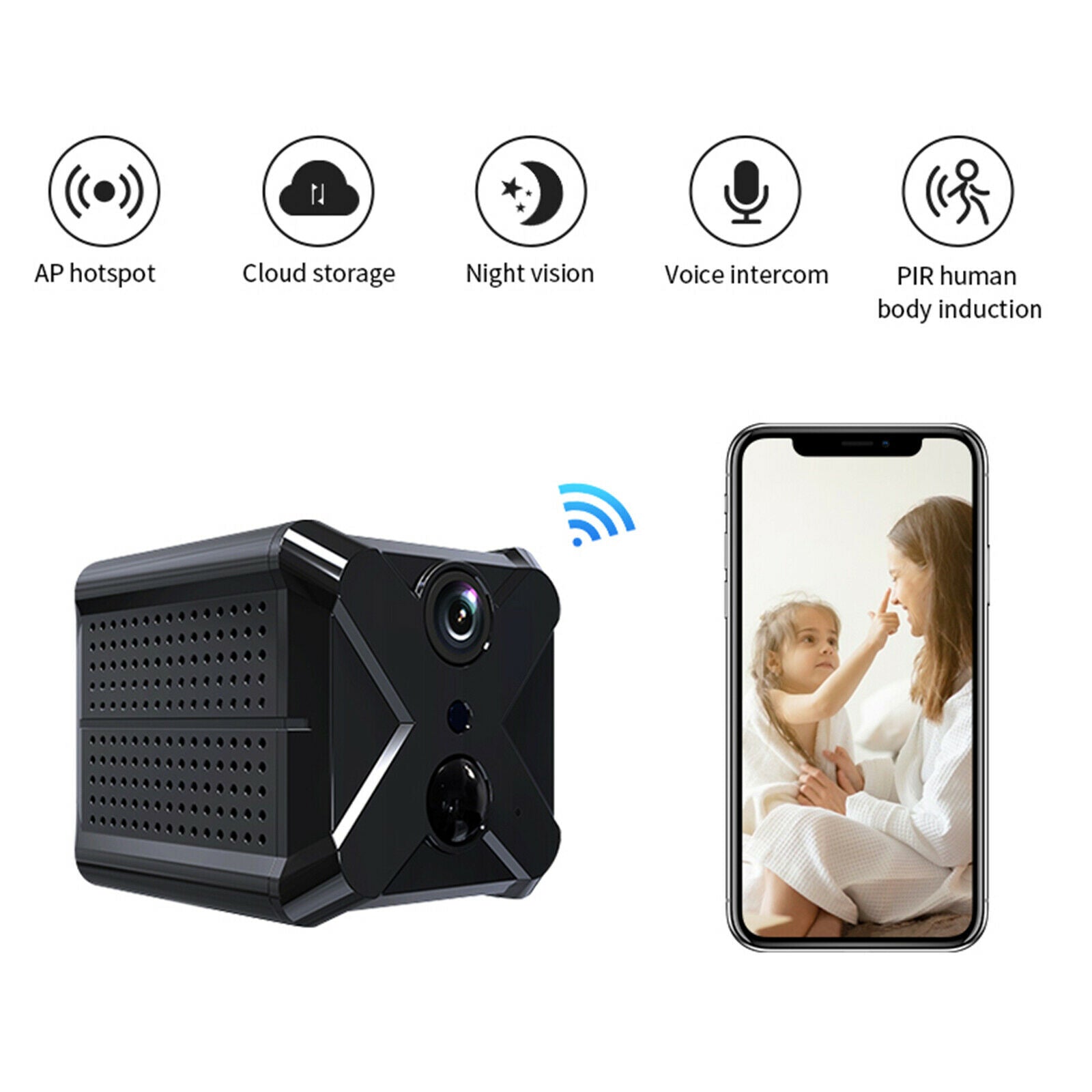 Small HD Wifi Camera Outdoor Night Vision Cam Monitoring Two Way Audio