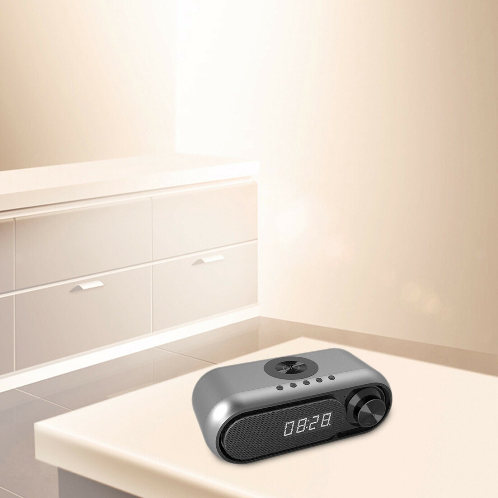 Bedside Bluetooth Speaker Wireless Charging for Bedroom FM Radio Indoor