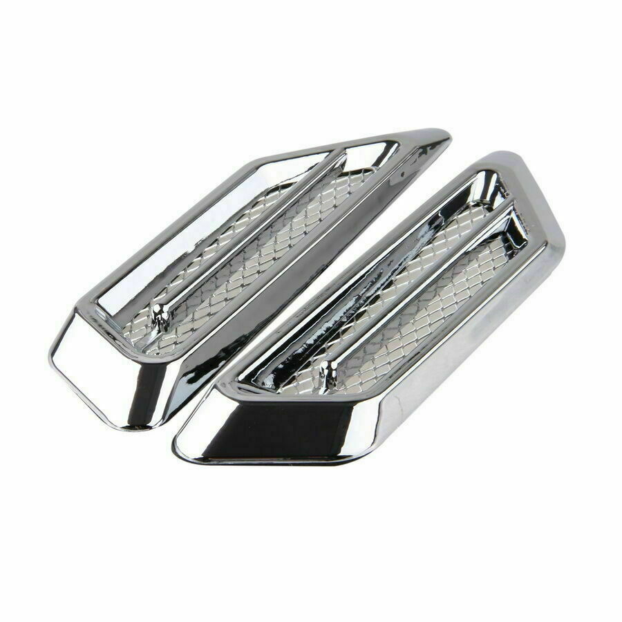 Pair Chrome Grille Car Air Flow Vent Fender Side Decoration Stickers Universal