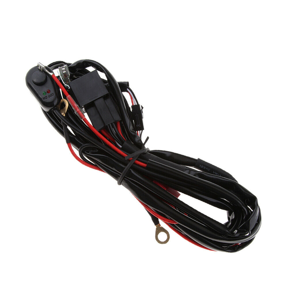 LED Light Bar Wiring Harness Kit ON/OFF Switch Relay Cable for Motorcycle