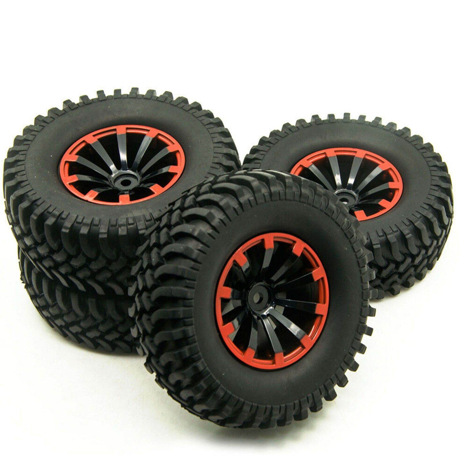 4Pcs 1:10 Short Course Truck Rubber Tire + Wheel Rim 100mm For Rock Crawler Car