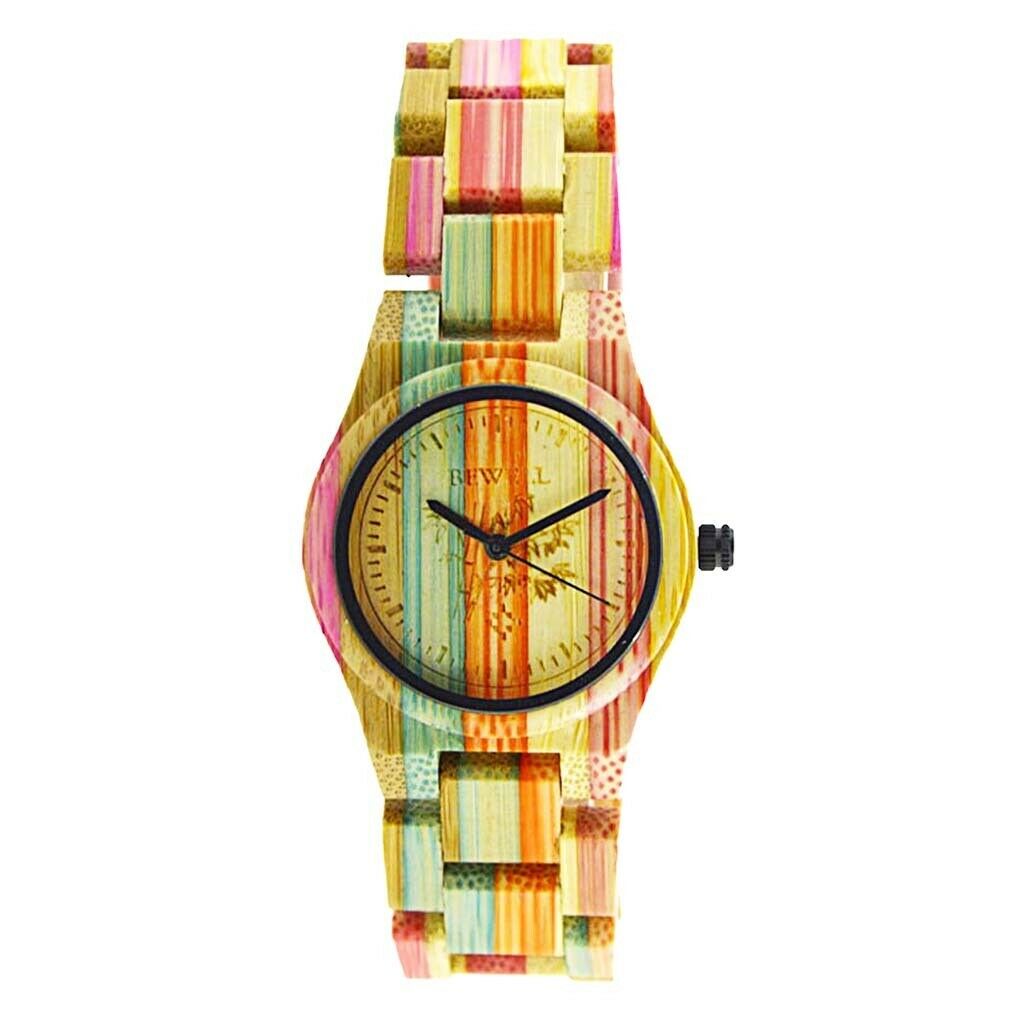 Bewell Handmade Colorful Bamboo Wood Watch Quartz Fashion WristWatch #1