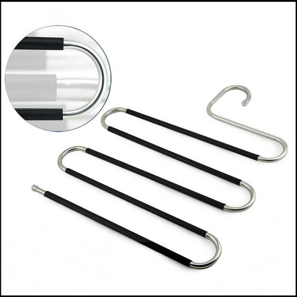 Pants Hangers S-Shape 5 Layers Hangers Rack Closet Space Saver Trouser Hanger