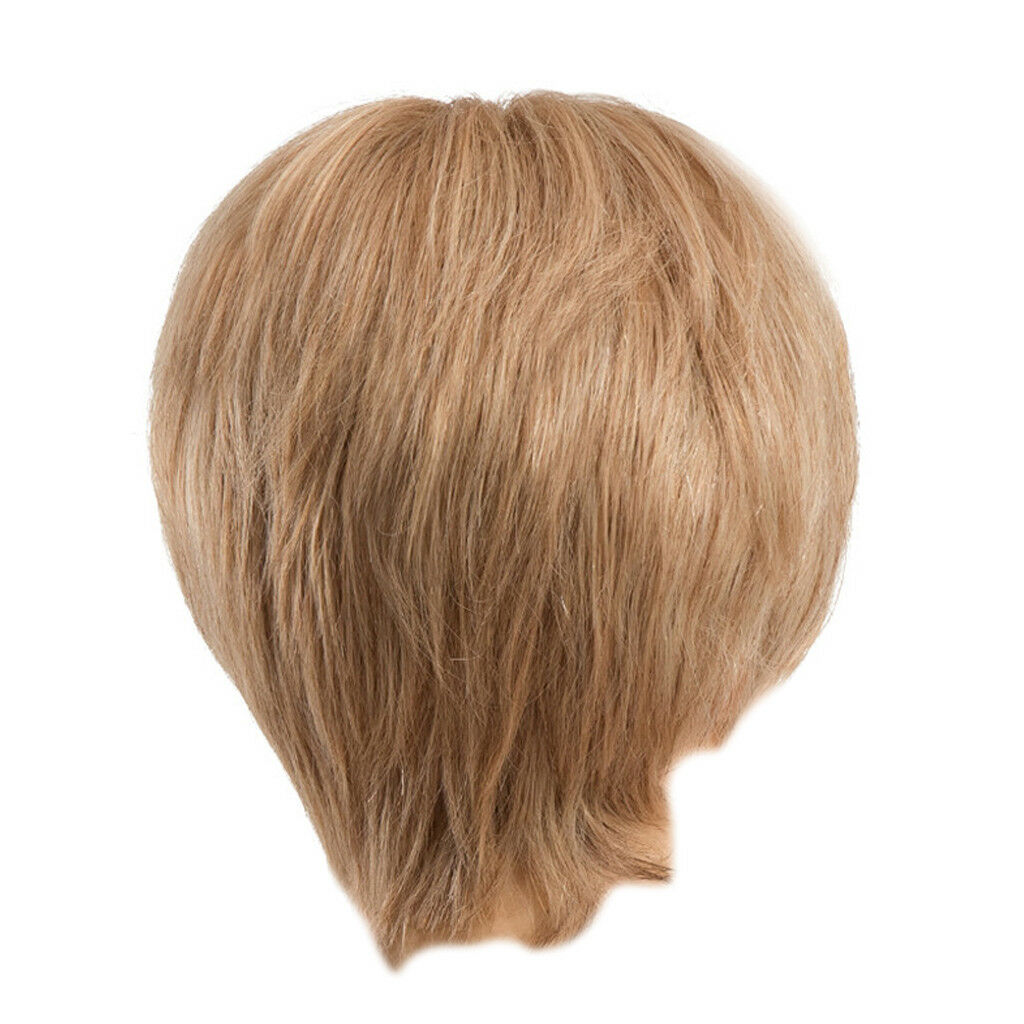 Natural Silky Human Hair Wigs Light Blonde Layered Short Women Wigs Full Wig