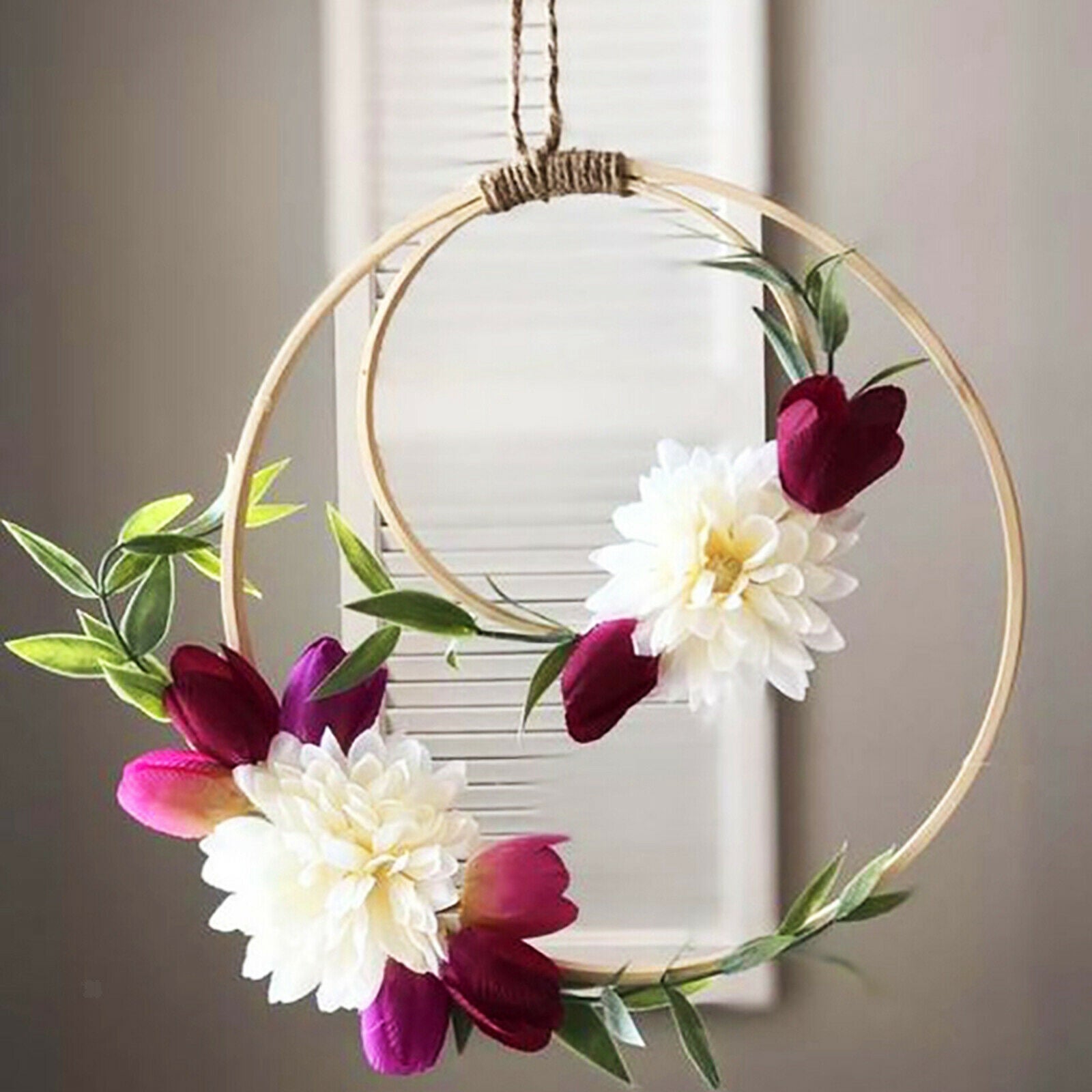 2x Round Embroidery Hoops Macrame Ring for Dream Catcher Wedding Home Party