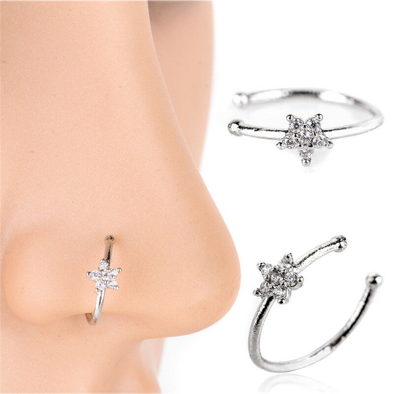 Nose Ring Ear Hoop Tragus Cartilage Earring Crystal Stainless Surgical Ste.l8