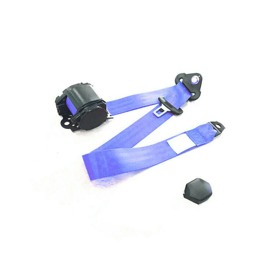 Blue Retractable 3 Point Seat Belt With Quick Release Camlock Nylon Straps