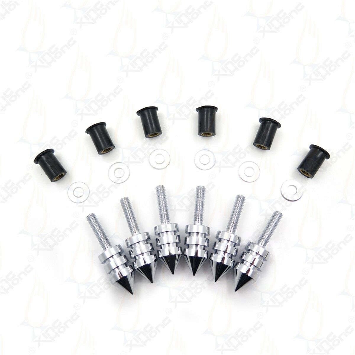 Chrome Spike Windscreen Bolts Screws Kit 6pcs Fit For Suzuki GSXR 1000 03 04