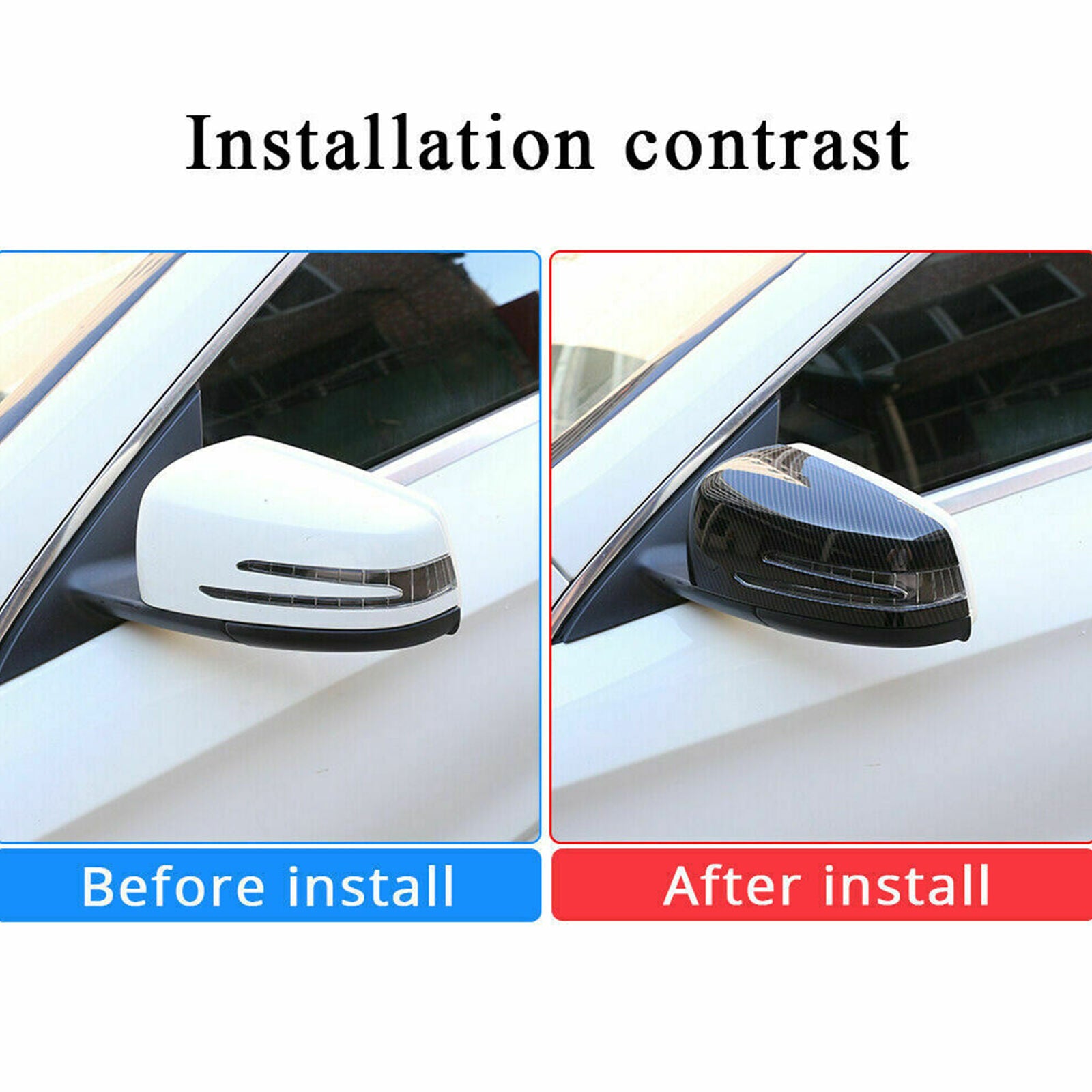 Carbon Fiber Black For Benz A B C E S CLA GLA CLS GLK Rearview Mirror Cover Cap