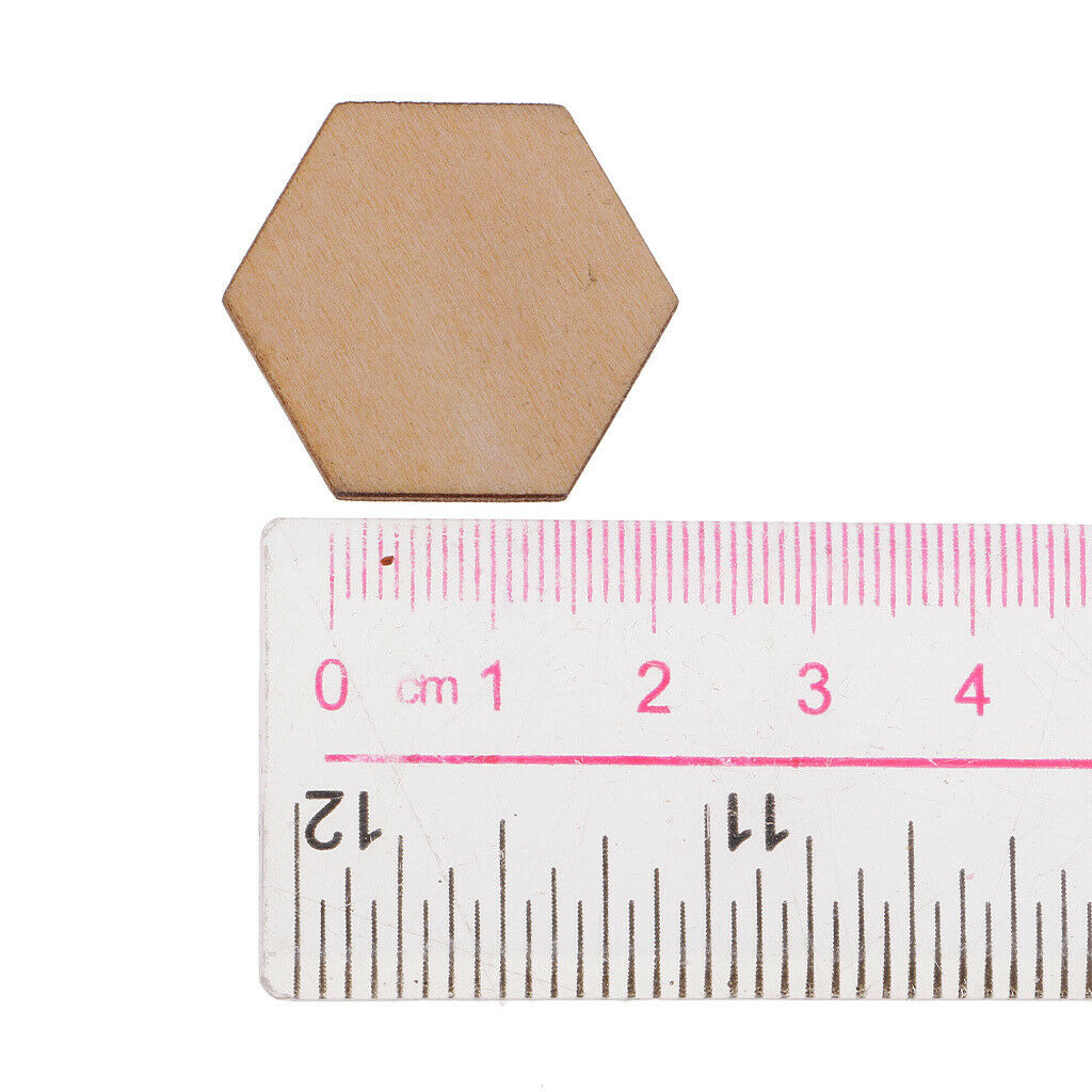 Hexagon Shaped Wooden Embellishments Shapes for Craft Decor DIY 100pcs 25mm