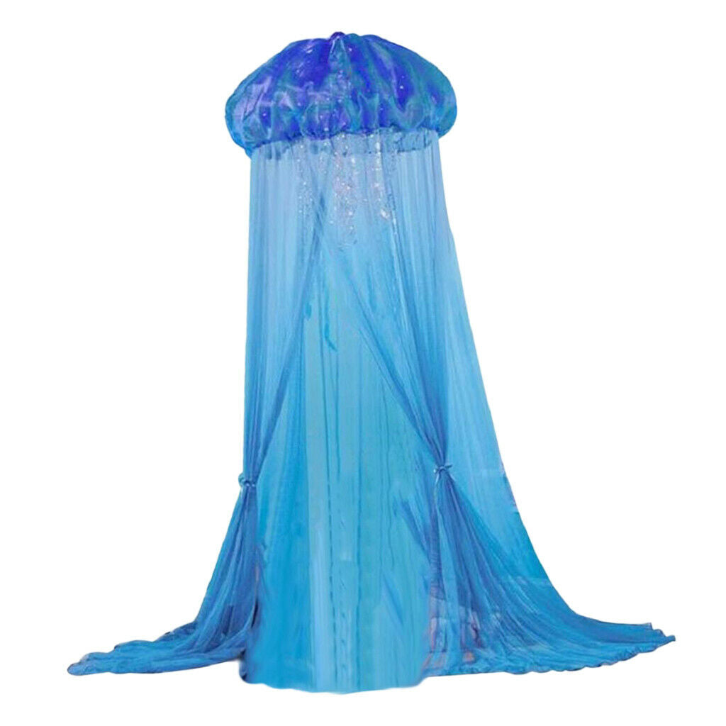 Kids Blue Crib Bed Canopy Bedcover  Net Round Dome Tent Nursery Room