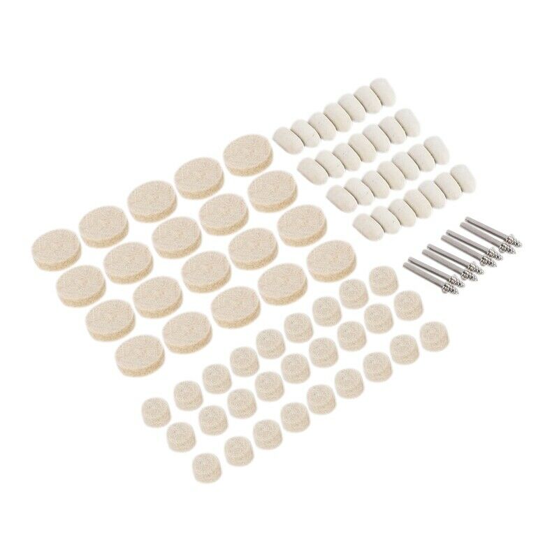 88 Pcs Wool Felt Polishing Wheels Buff Pad With Mandrel For For All Rotary TooS6