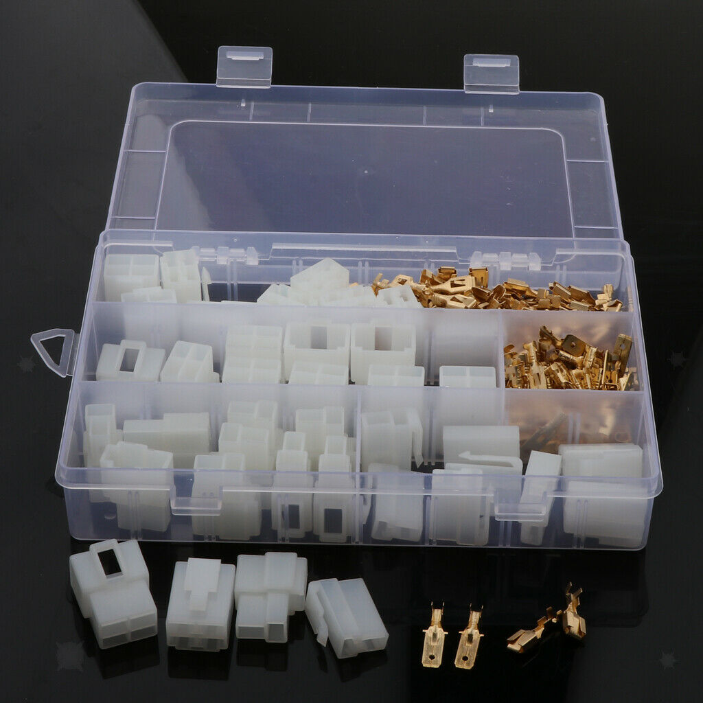 20 Kits 6.3mm 2 4 Pin Brass Crimp Terminal Cable Locking Tab Spade Connector