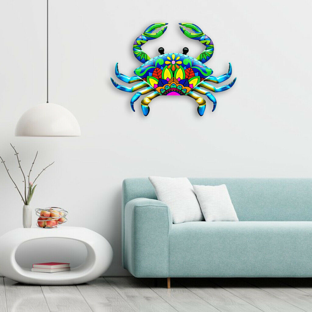 2 Metal Crab Wall Art Decor Nautical Garden Fence Yard Sculpture Decoration