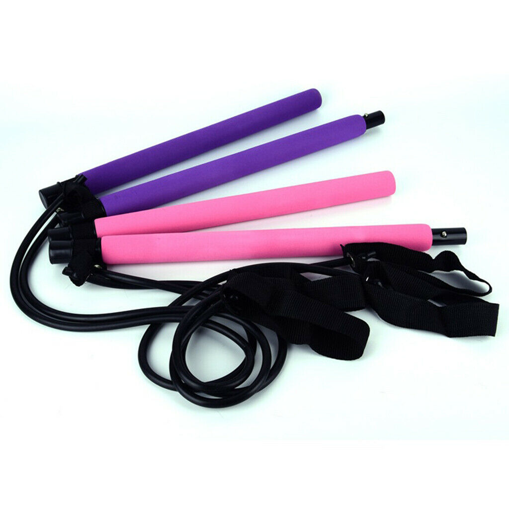 Pilates Yoga Bar Kit Home Fitness Resistance Band Thigh Toner Master Trainer
