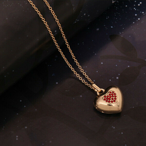 Novelty Heart Design Red Rhinestone Necklace Earring Jewelry Set