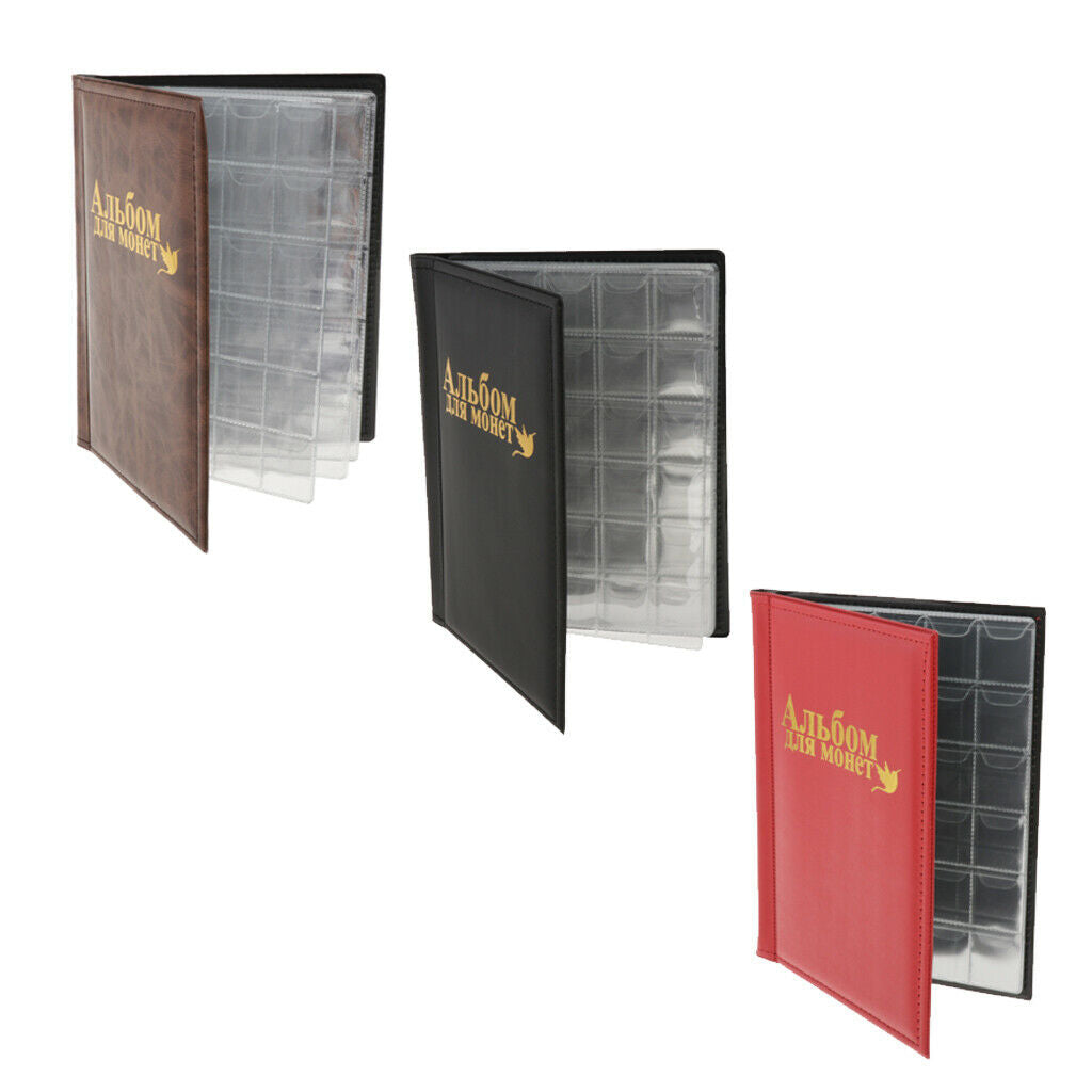 250Holders Penny Pocket Coins Album Book Collection Holder leather Brown