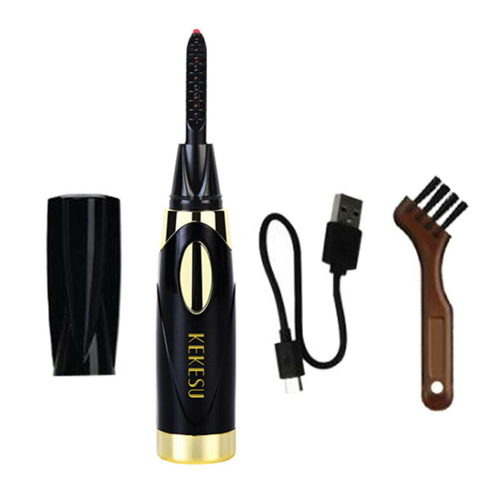 2pcs Portable Electric Heated Eyelash Curler Pen Eyelash Brush Make Up Tool