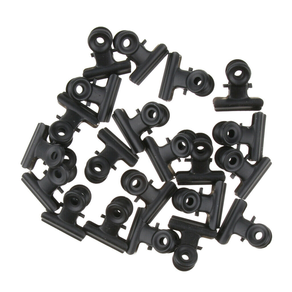 20x 31mm Bulldog Stainless Steel Metal Paper Letter Grip Clips Clamp -Black