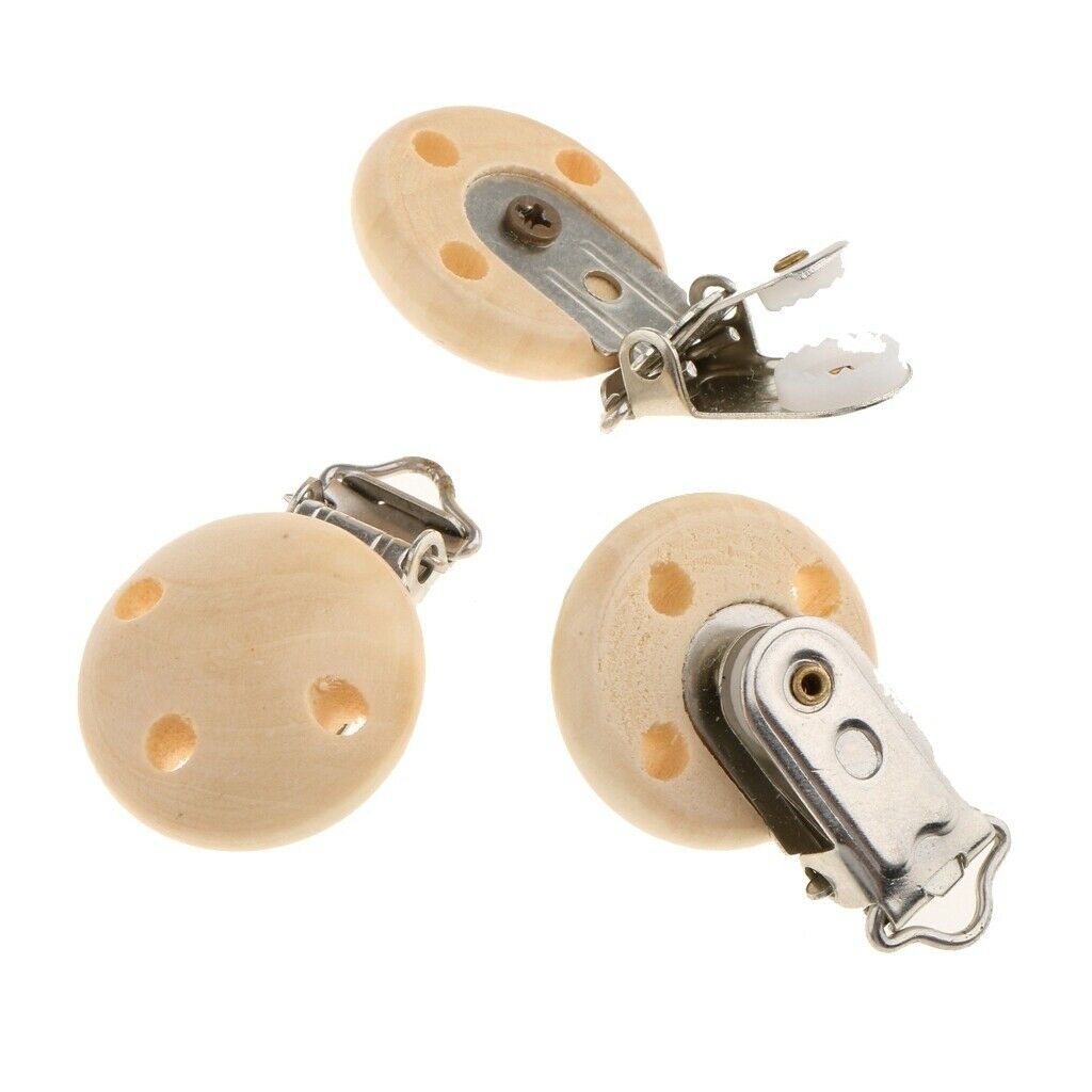 60pc Baby Infant Wooden Pacifier Clips Pacifier Chewable Round Dummy Nipples