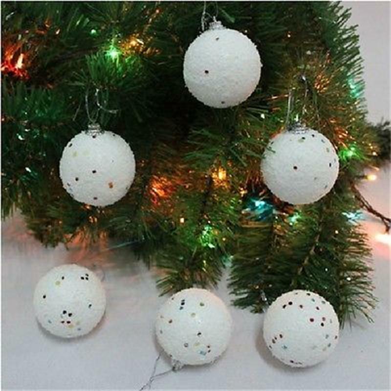 6X White Snowballs Ornaments Christmas Tree Hanging Holiday Party Home De.l8