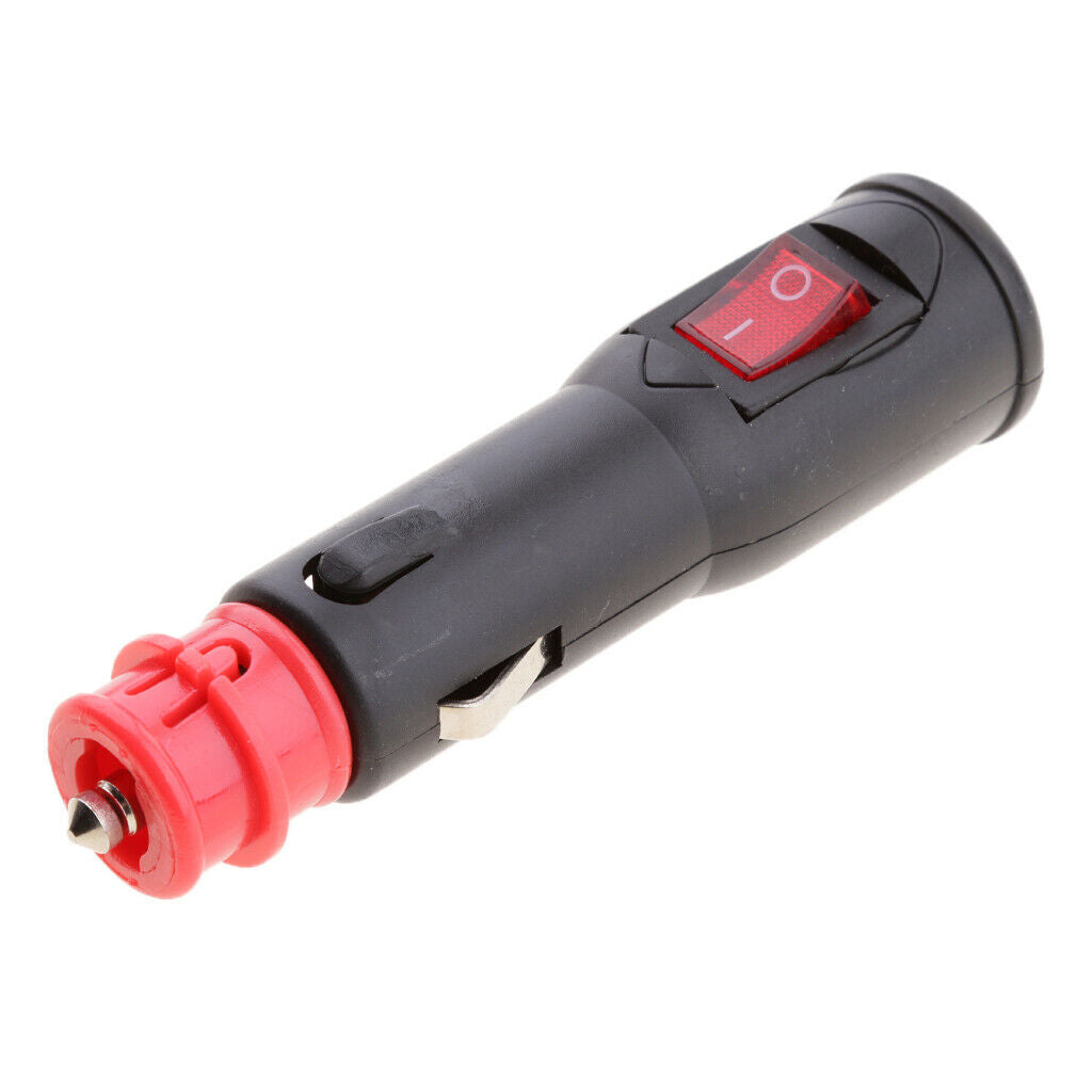 Heavy duty 12V plug cigarette lighter adapter power supply with switch.